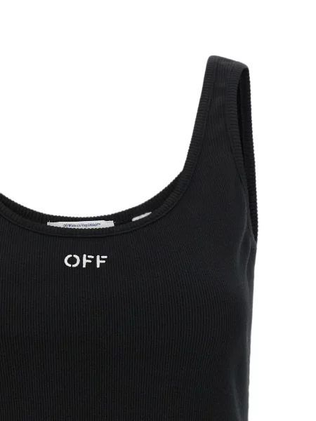 Top Off-white cu broderie alb