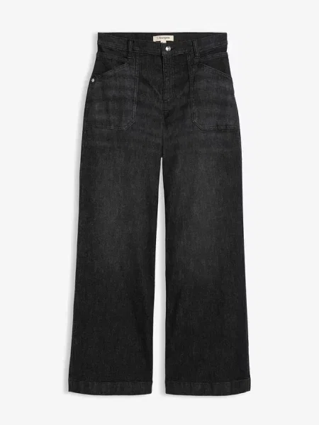 Jeansy mid waist z szerokimi nogawkami i naszywanymi czarne