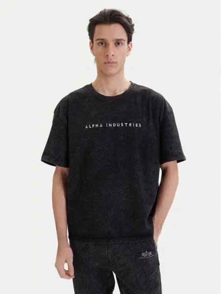 Футболка Alpha Industries с автографом черная