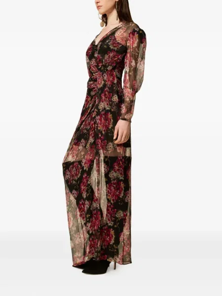 Rochie maxi Twinset cu model floral cu imagine de costum roșu
