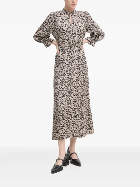 Rochie midi Bruuns Bazaar cu model floral cu imagine până la genunchi maro