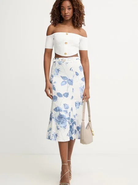 Guess Fustă midi Colorat alb