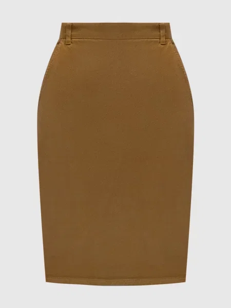 Спідниця-олівець з патчем логотипа Saint Laurent коричнева