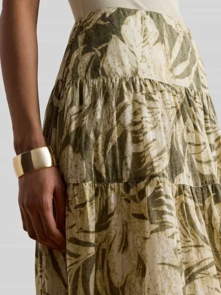 Szeroka spódnica maxi z czystej bawełny Lauren Ralph Lauren oliwkowa