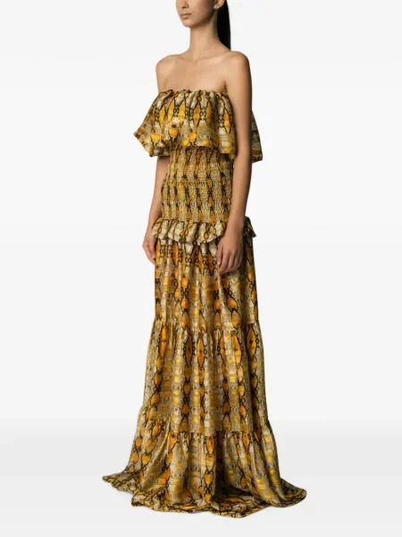 Rochie maxi Miau By Clara Rotescu cu volane galben