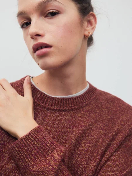 Melanżowy sweter o prostym kroju wiśniowy Teen L MANGO TEEN