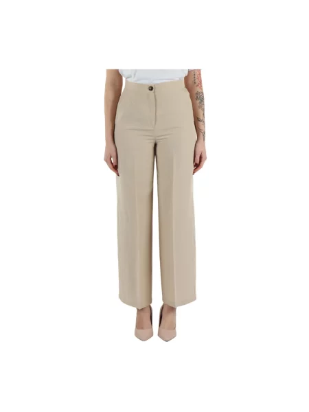 Lniane spodnie palazzo Marella beżowe