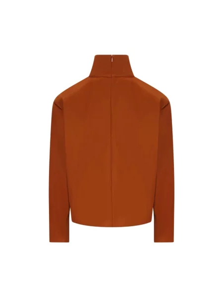 Lniany sweter z golfem Saint Laurent czerwony