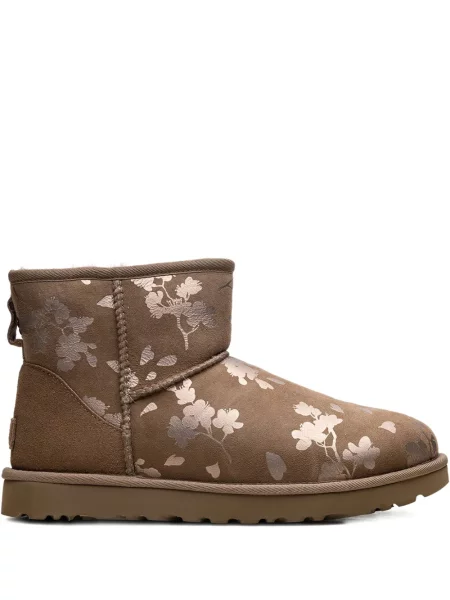 Cizme scurte Ugg cu model floral clasici maro