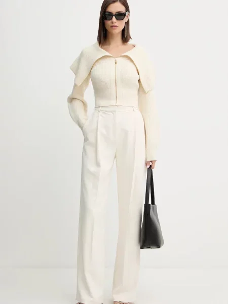 Шерстяной легкий кардиган Elisabetta Franchi бежевый