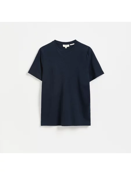 Reserved Tričko regular fit se lnem tmavomodrá