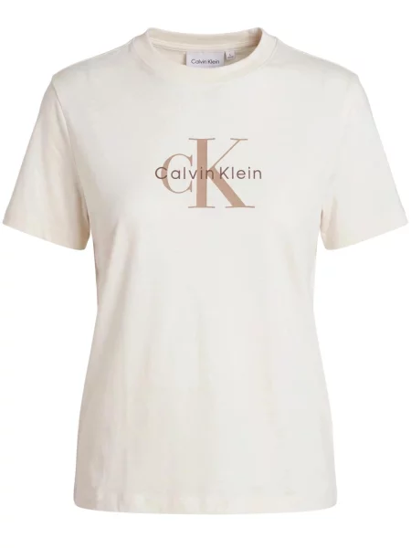 Calvin Klein Jeans Tricou Hero Classic bej închis / lână alb