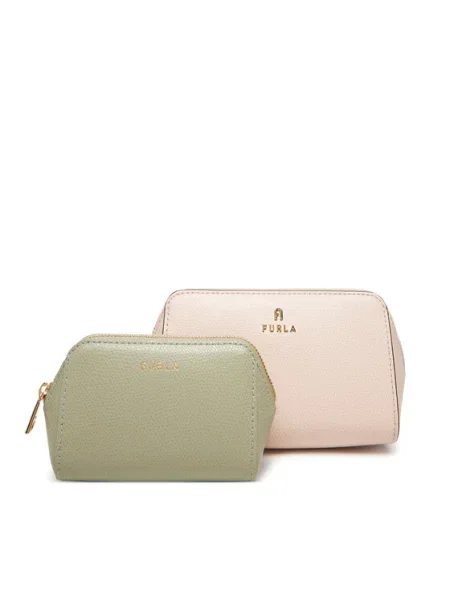 Кожена козметична чанта Furla 2 броя розово