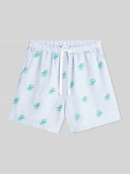 Szorty o kroju relaxed fit z wyhaftowanym logo z mieszanki lnu Tommy Hilfiger