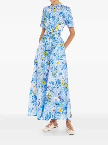 Rochie maxi Mary Katrantzou cu model floral cu imagine albastru