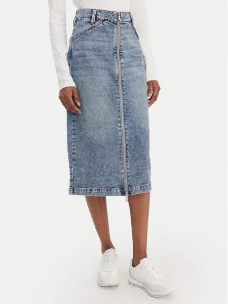 Φούστα Calvin Klein Jeans Denim Zip Front Skirt Blue 25 μπλε