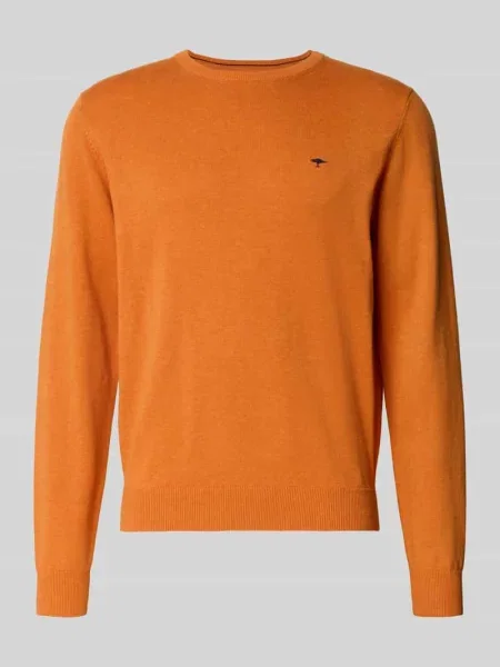 Sweter z dzianiny z czystej bawełny z wyhaftowanym logo Fynch-hatton pomarańczowy