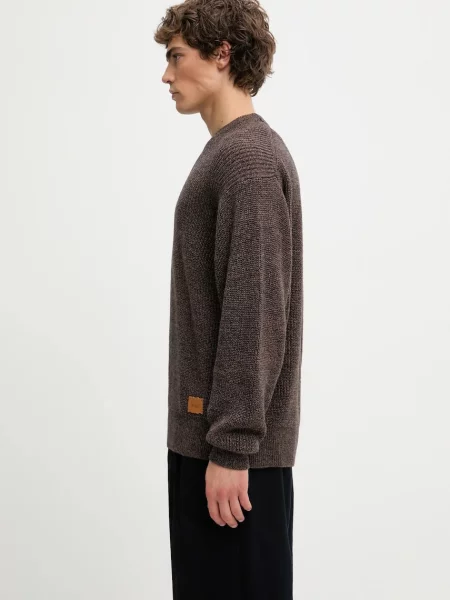 Aries sweter z dodatkiem wełny Fisherman brązowy