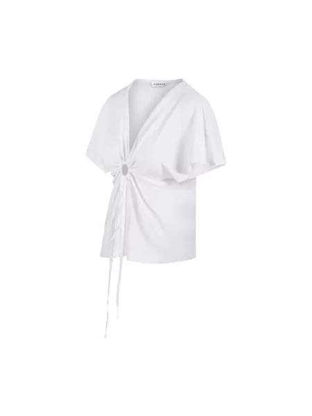 Sweter Parosh z dekoltem w serek biały