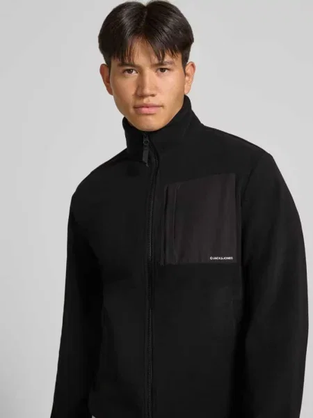 Kardigan rozpinany o kroju regular fit z zamkiem błyskawicznym dwustronnym model MASON' Jack & Jones czarny