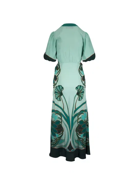 Rochie maxi La Doublej de mătase cu model floral cu imagine verde