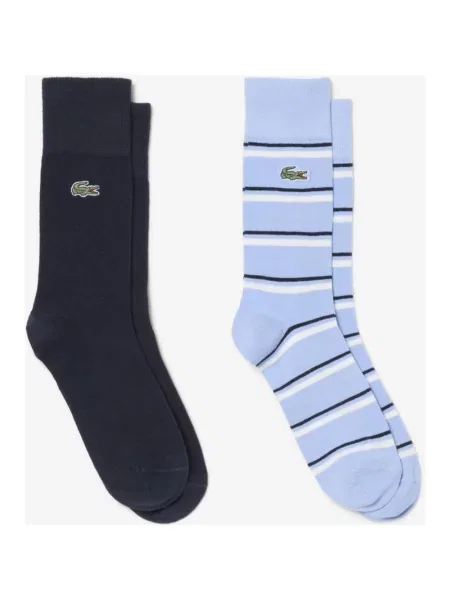 Skarpety Lacoste Striped Jersey jasnoniebieski granatowy 2 pary niebieskie
