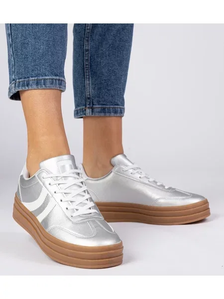 Sneakerși D/ceo cu platformă argintiu