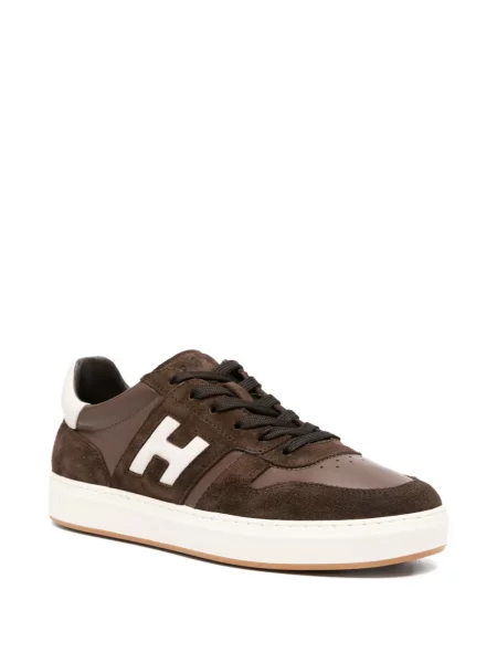 Sneakerși Hogan din piele de căprioară cu autograf maro