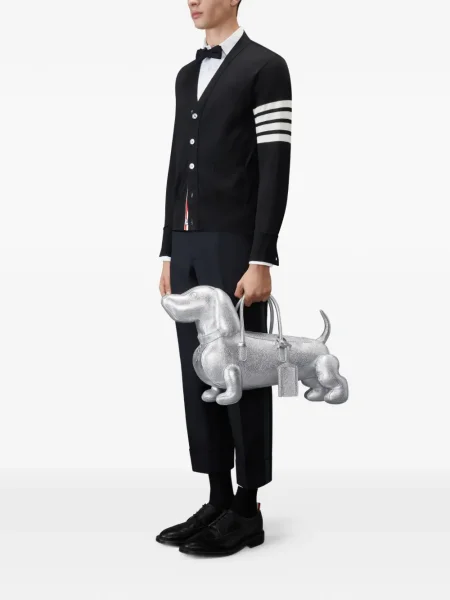 Geantă Thom Browne din piele argintiu