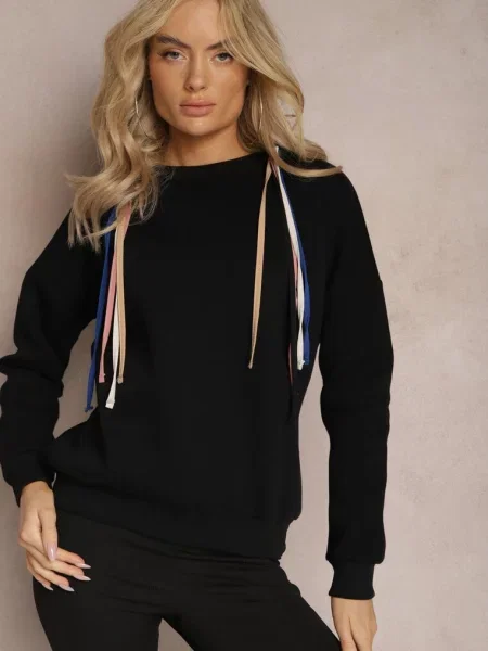 Bluza z Sznurkami i Kapturem Tyche czarna