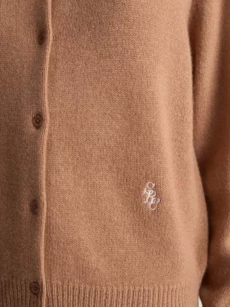 Cardigan Sporty & Rich cu broderie maro