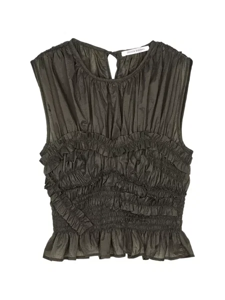Top Cecilie Bahnsen cu volane verde