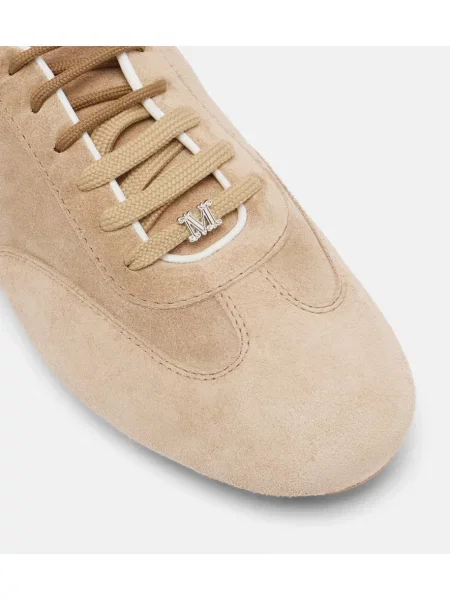 Sneakerși Max Mara din piele de căprioară bej