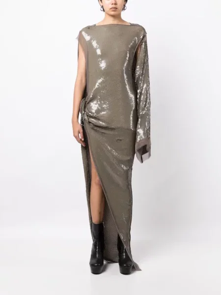 Asimetriškas kostiumas suknele Rick Owens su blizgučiais pilka
