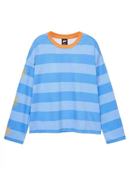 Pull&Bear Tricou azuriu / deschis / portocaliu albastru