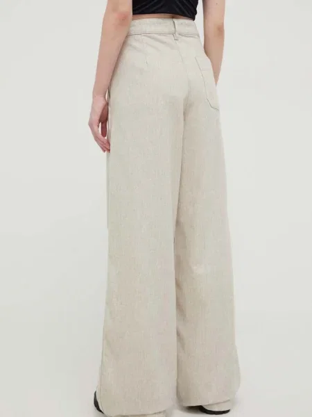 Kalhoty Lovechild jednoduché high waist béžová