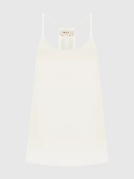 Топ з візерунком з металевим логотипом Twinset бежевий