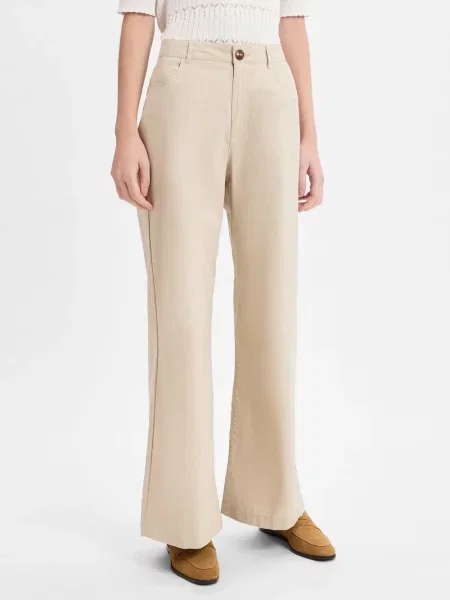 Franco Callegari Spodnie Kobiety len jednolity 36 beżowy