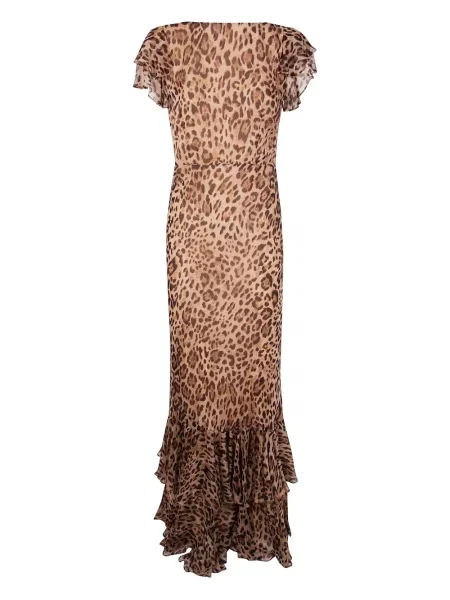 Rochie Rixo cu imagine cu model leopard de costum maro