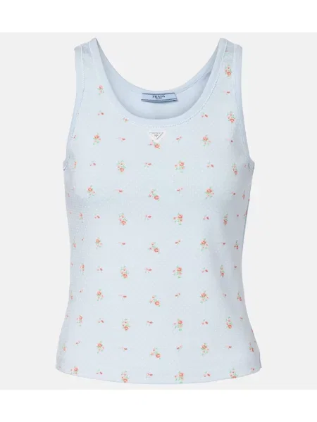 Top Prada cu model floral albastru