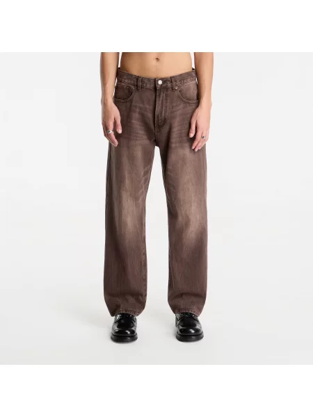 Jeansy straight leg Obey retro brązowe