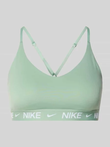 Biustonosz sportowy o kroju slim fit z nadrukiem z logo model Indy' Nike Training