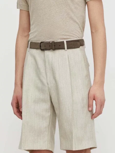 Tiger Of Sweden pantaloni scurți din lână Tulley melanj bej