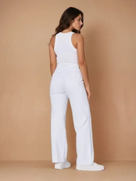 Джинси широкого крою з високою талією білий