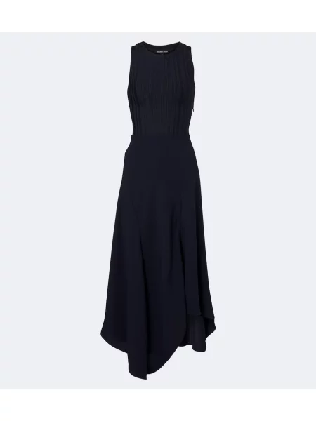 Rochie midi Veronica Beard tricotate drapată albastru