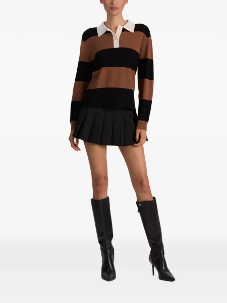 Gulerat lung tricou polo Alice + Olivia maro