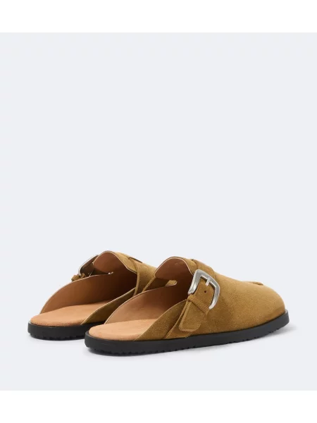 Papuci tip mules Maison Margiela din piele de căprioară bej