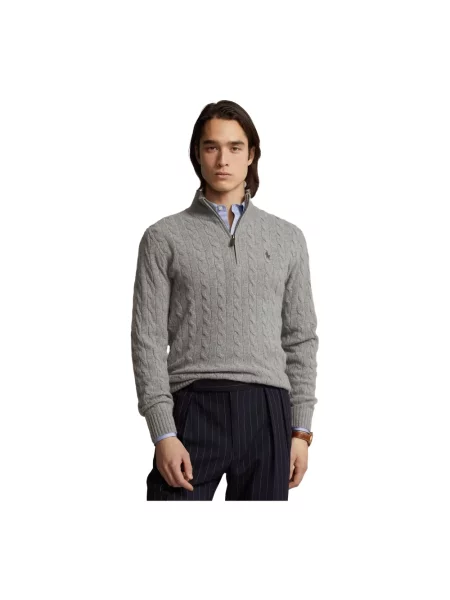 Kardigan Ralph Lauren ze stójką szary