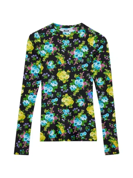 Top Msgm cu model floral lung negru