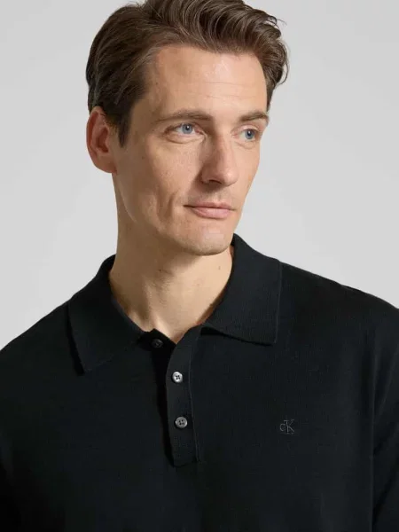 Koszulka polo o kroju regular fit z wyhaftowanym logo model ‘SUPIMA’ Ck Calvin Klein czarne